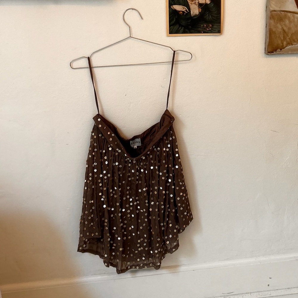 NWT anthro Reiss Mocha Sequin Skater Skirt size 6 new